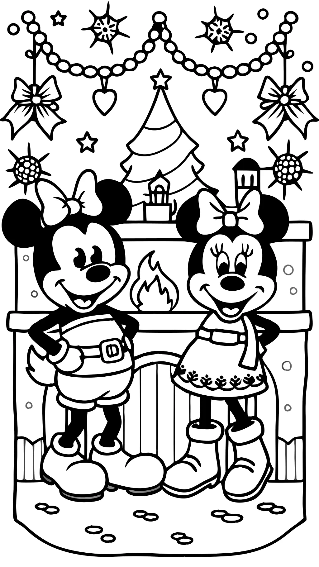 pages à colorier Mickey et Minnie Christmas